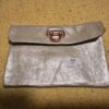Handmade SIlver Leather Small Clutch with Rose Gold Hardware # 61