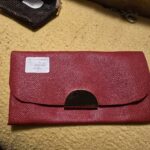 Handmade Red Saffiano Leather Clutch with Rose Gold Magnetic Clasp # 39