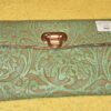Handmade Leather Green & Brown Tapestry Clutch # 44